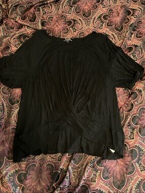 Express Black Twist-Front Short Sleeve Top